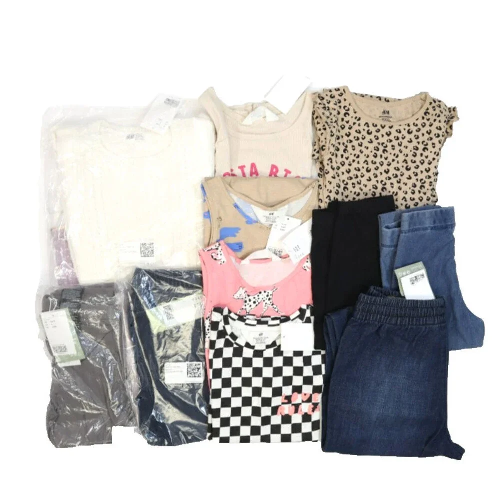 H&M Bulk Lot Of 14 Girls Size Small 6/7 Mixed Season Tops Bottoms Dresses